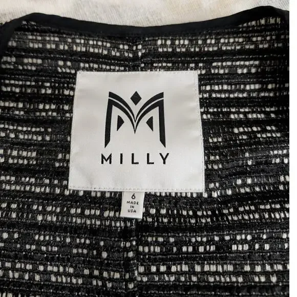 Milly Open Front Wool Blend Tweed Jacket - Picture 9 of 14